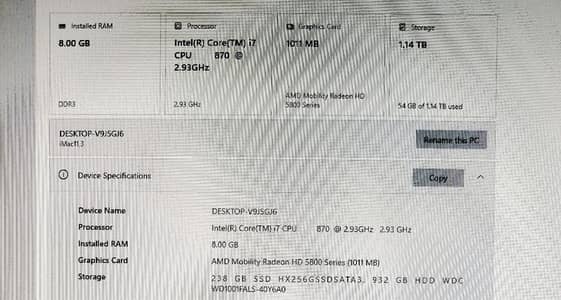 Apple iMac Core i7 11,3  27-inches-256gb SSD Extra 8GB Ram