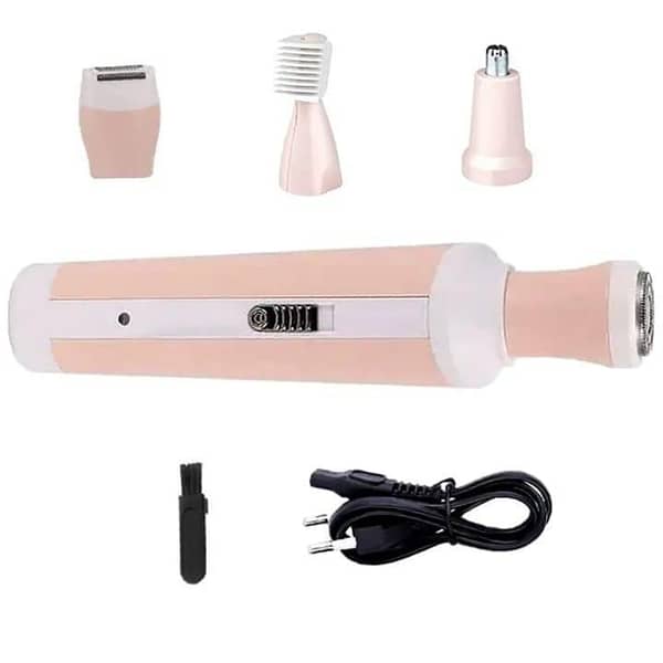 4-in-1 Multi-Purpose Women's Grooming Kit – Waterproof, Rechargeable Hair Trimmer for Face, B-Line, Nose, Ear, Eyebrow – Premium Hair Removal Tool with EU Plug