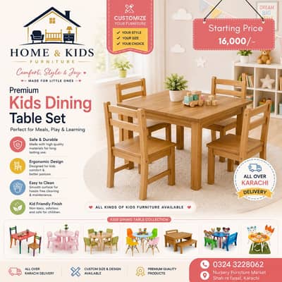 Kids Dinning Table - Wooden Dinning Set - Kids Table - Luxury Kids Set