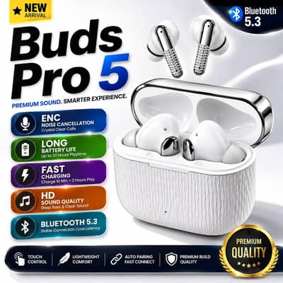 Buds Pro 5 Wireless Bluetooth Earbuds |ENC Noise Reduction