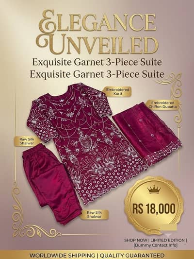 Luxury Maroon 3 Piece Embroidered Suit | Raw Silk Shalwar | Chiffon Du
