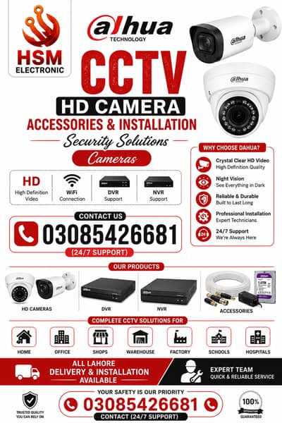 Dahua CCTV Accessories DVR,NVR, Cameras & Security Solutions Available