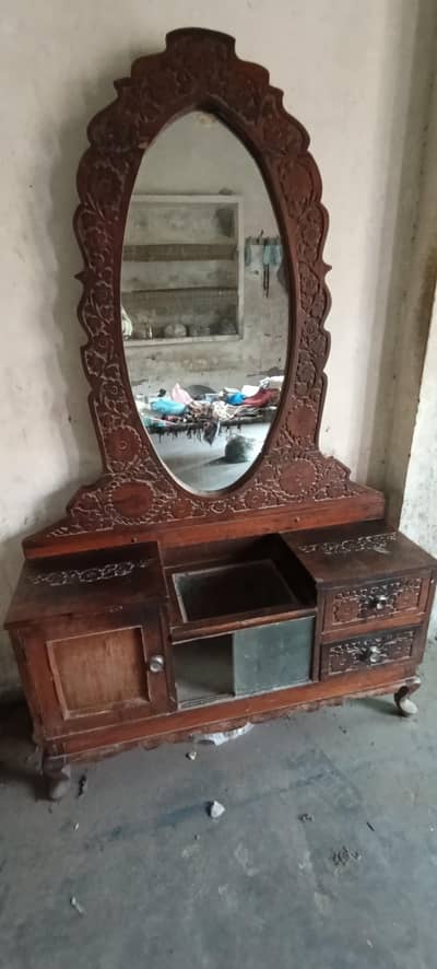 Solid Sheesham Wood Dressing Table with Mirror