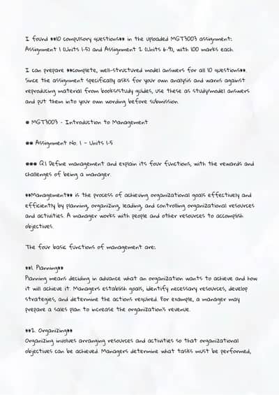 Main Title: MGT3003 - Introduction to Management Subtitle: Assignment
