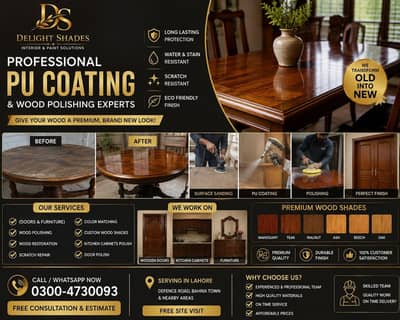 professional PU Coating s wood polish expert  doors furniture Lahore