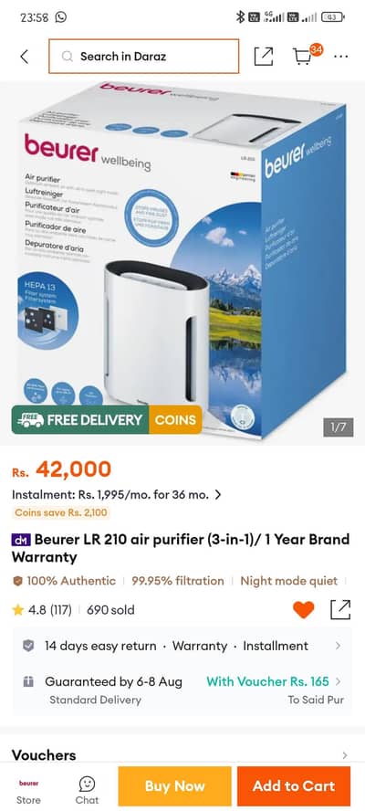 Beurer Air purifier GERMAN