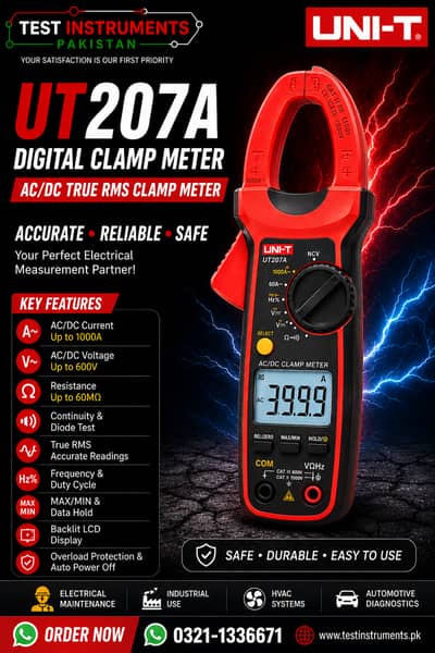 UT207A UNI-T Digital Clamp Meter In Pakistan