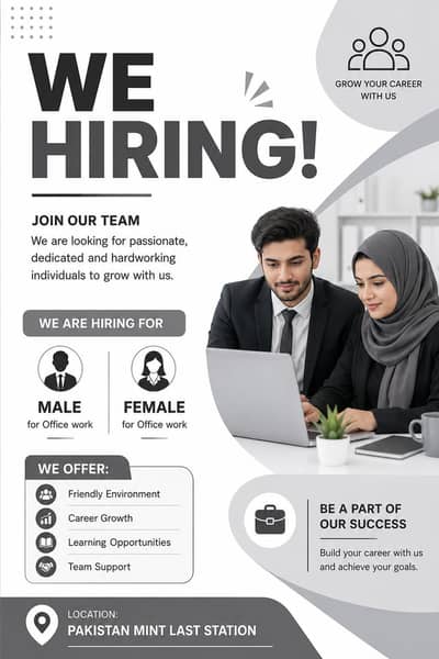 Hiring now male and female for work
