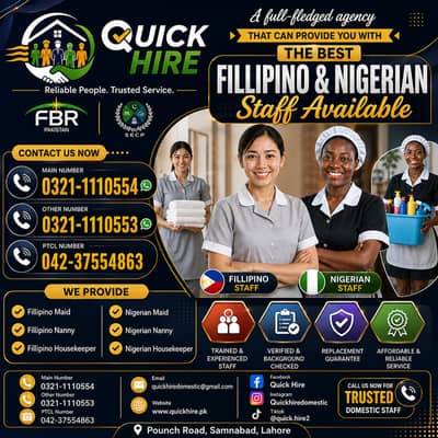 Filipino Nanny/ Filipino Maid / Nigerian Maid nanny staff Available