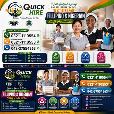 Verified & Trained Filipino and Nigerian Staff Available