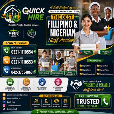 Trusted Domestic Staff – Filipino & Nigerian Experts