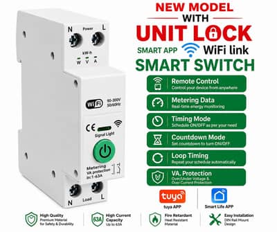 Din Rail WIFI Circuit Breaker 63A voltage  protection with metering