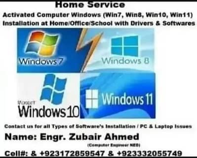Activated Computer Windows installation with drivers Home Service