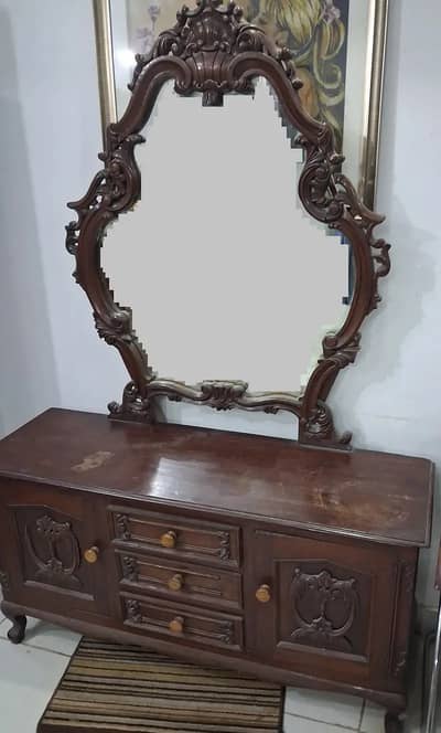 Elegant Solid Wood Dressing Table with Mirror for Sale
