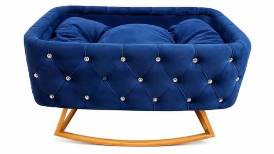 Premium Velvet Mini Sofa Bed with Wooden Rocker