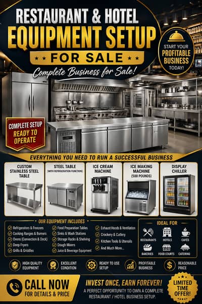 Restaurant & Hotel Equipment Setup for Sale - busniess for sale