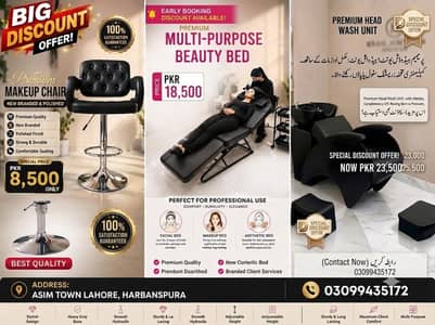 Salon Furniture Head wash unit/Facial Bed/Chairs Available in Big Diss
