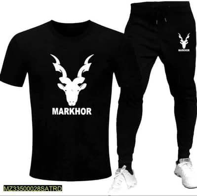 Men's Printed Track Suit Black Slim Fit Summer Wear