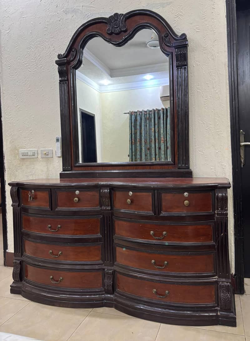 Solid Wood King Size Bed Set with Dressing Table, Stool & Side Tables 6