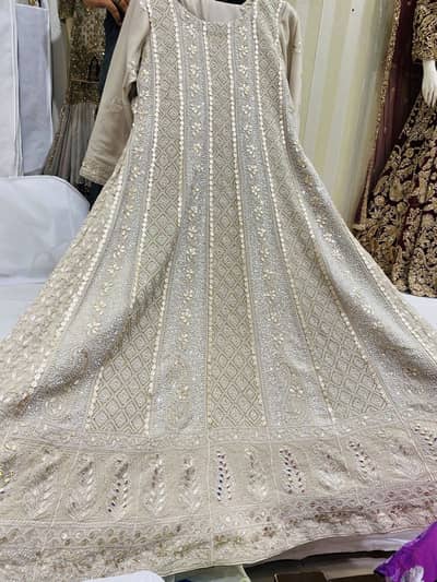 Beautiful chiffon Bhawalpuri anar kali frock total Hamdmade work