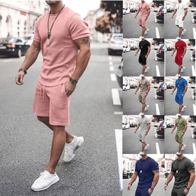 Men Summer Short Sleeve Tracksuit Set Trendy Casual Sport Wear