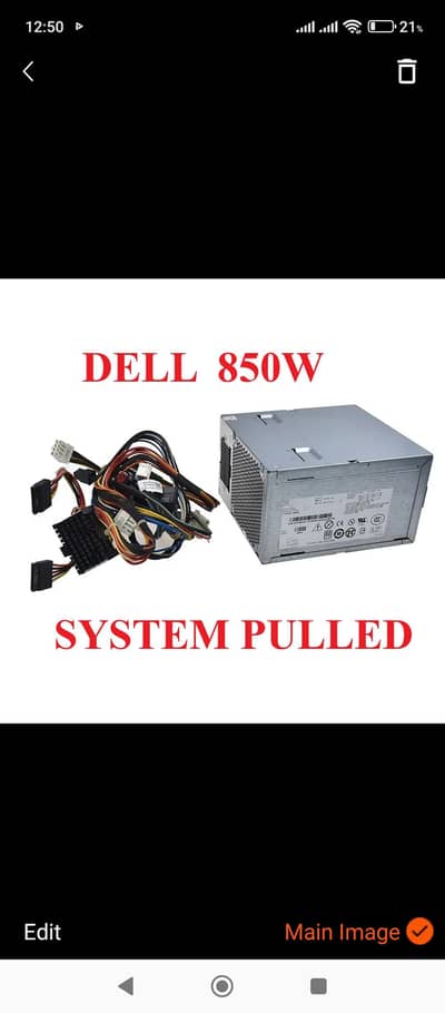 850w Power Supply - Dell T5400 T5500 - 80 Plus Silver - system pulled