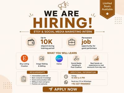 Paid Etsy and Social media marketing Internship