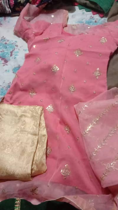 3 Piece Pink Embroidered Suit - Like New