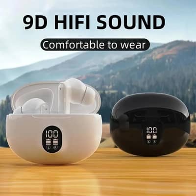 9D hifi wireless earbuds with noise cancellation & 24hrs case