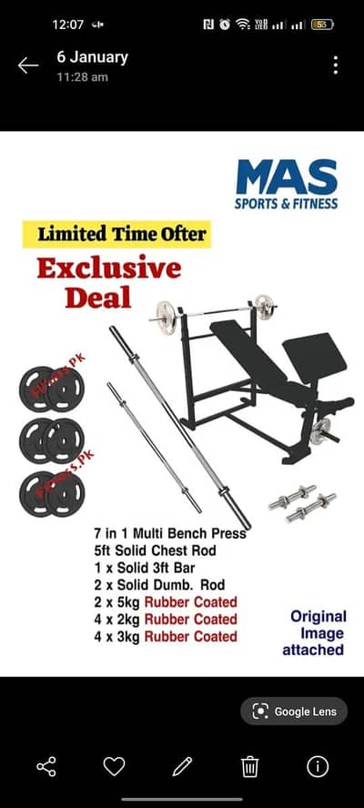 Home Gym Setup / Bench press / Dumbbell / Weight plates / Dumbbell Rod