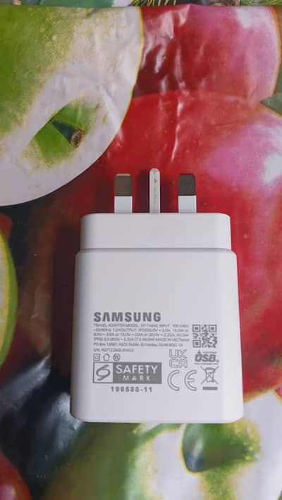 original Samsung 45W Super Fast Charger – 3-Pin Adapter box pulled