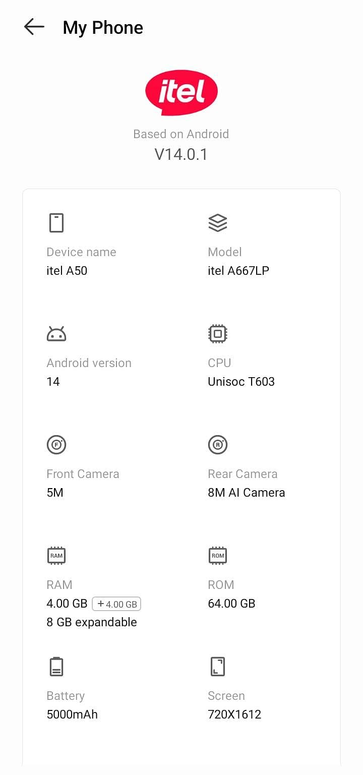 Itel A50 1