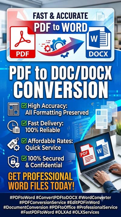 Typing Service: PDF, Image, Handwriting to Word  |  10 Rs Per Page