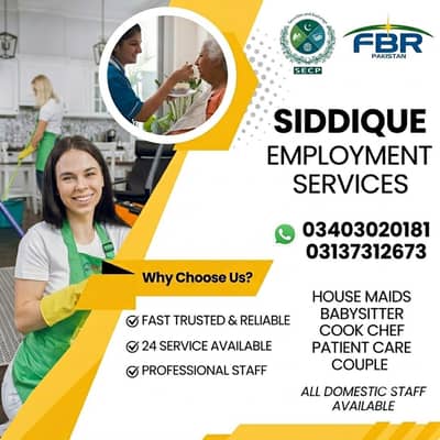 Maids / House Maids / cook / House chef / Baby Sitter maid available