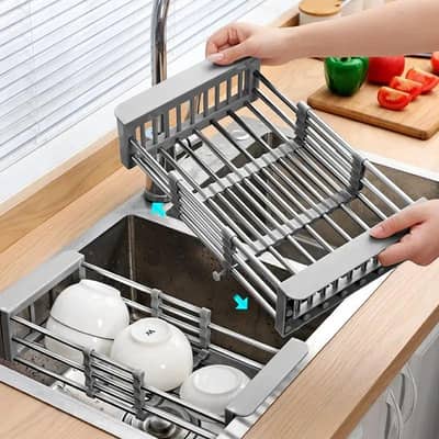 Premium Stainless Steel Retractable Sink Dish Drying Rack