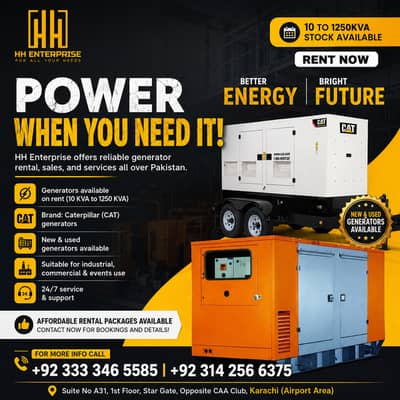 Generator on Rent | Rental Generator Services | 10–1250 KVA | Genset