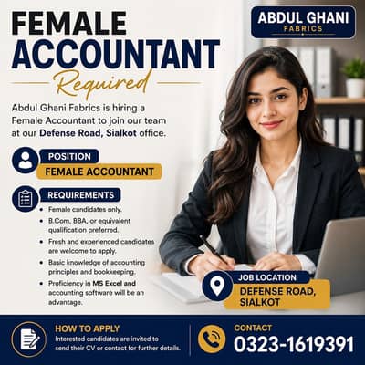 Female Accountant Required | Female Jobs | Experienced Urgent Hiring