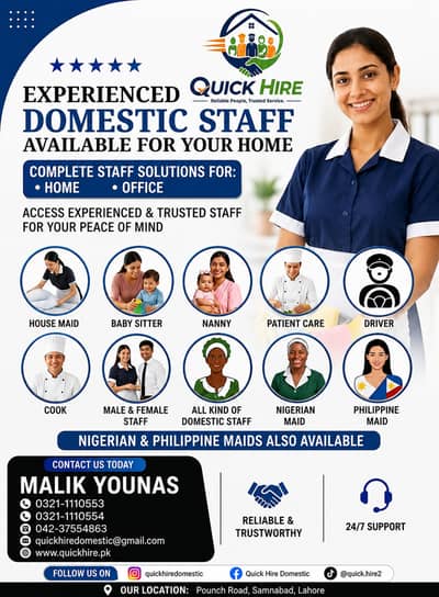 Housemaids, Nannies, Babysitters, Cooks, Drivers & Patient Care Staff