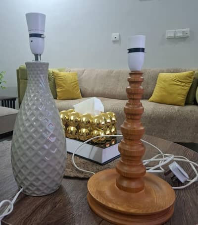 2 Elegant Table Lamps | Ceramic & Wooden