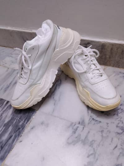 Chunky White Leather Sneakers