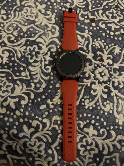 Samsung Galaxy Watch (Black) with Custom Red Strap & Wireless Charger