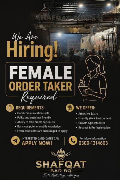 Female order taker required