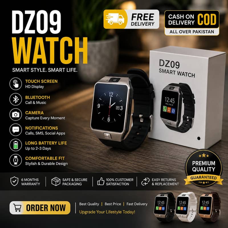 DZ09 Smart Bluetooth Watch | Sim Support | COD 0