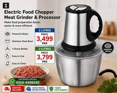 Electric Meat Grinder 2L\3L Stainless Steel Food Chopper