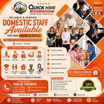 Housemaids, Nannies, Babysitters, Cooks, Drivers & Patient Care Staff