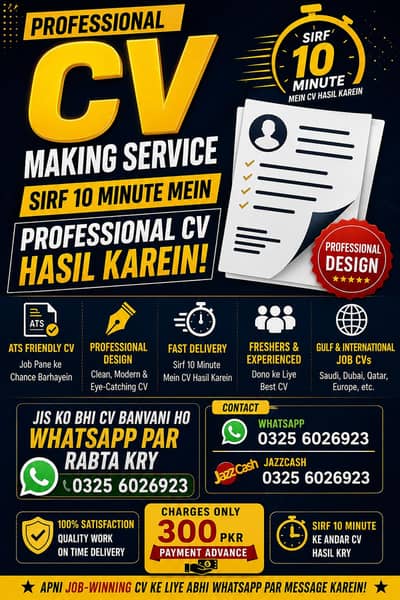 Professional CV / Resume Banwain – Sirf Rs. 300