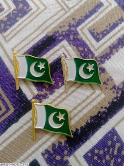Pakistan Flag Metal Pin Set 3 Pcs 14th august