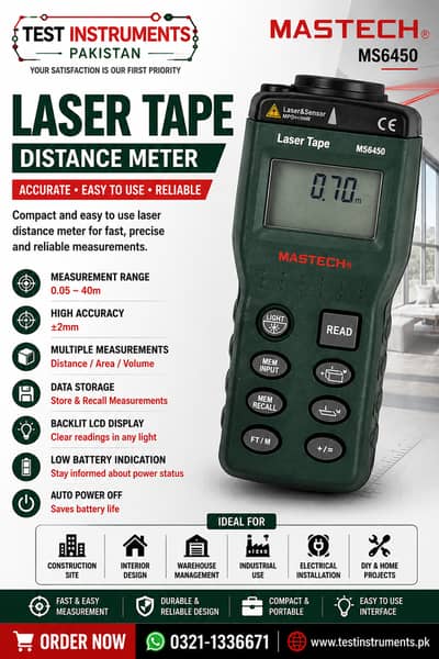 MS6450 Mastech Ultrasonic Distance Meter In Pakistan