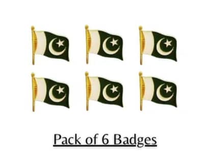 Pakistan Flag Metal Badges Set of 6pcs 14th august