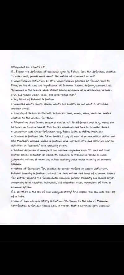 AIOU Bachelors Economics Assignment (Units 1-18) Solved